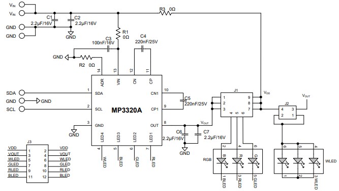Schematic - Monolithic Power Systems (MPS) EV3320A-Q-00A Evaluation Board
